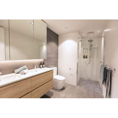 White contemporary plywood base kitchen cabinet with island cabinet