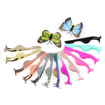 Eyelash Applicator Private Label Stainless Steel False Eyelash Tweezers Mink Lash Tools
