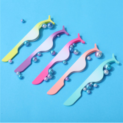 Mink Eyelash Tweezers Wholesale Bulk False Lash Curl Tweezer Applicator Purple 90 Degree Tweezer