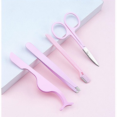 4Pieces eyelash tweezers set wholesale lashes applicator curler lash application tool set