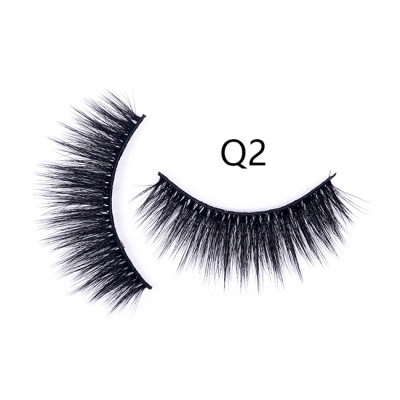Wholesale Natural 3D Faux Mink Eyelashes HandMade Full Strip Lashes Volume Soft Mink Lashes（Q2）
