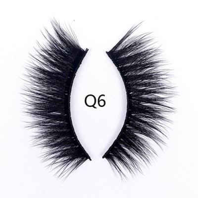 Wholesale Natural 3D Faux Mink Eyelashes HandMade Full Strip Lashes Volume Soft Mink Lashes（Q6）