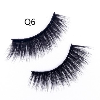 Wholesale Natural 3D Faux Mink Eyelashes HandMade Full Strip Lashes Volume Soft Mink Lashes（Q6）