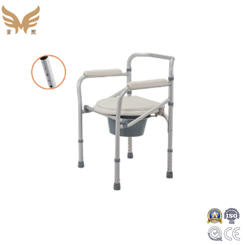 Folding Aluminium Commode Chair with Wheels for Elderly