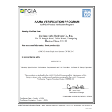 Successful Certification of Our Company's American Crank Openers through AAMA Verification Program