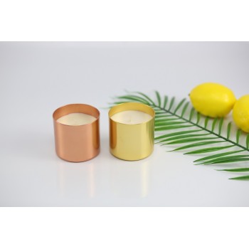 Scented soy candles in luxury metal glass jar