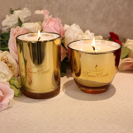 Newest Best Selling Design gold glass candle jar electroplated luxury scented candle