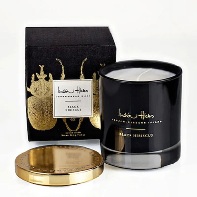 Wholesale black customized scented soy Candle glass Jar with gold Lid
