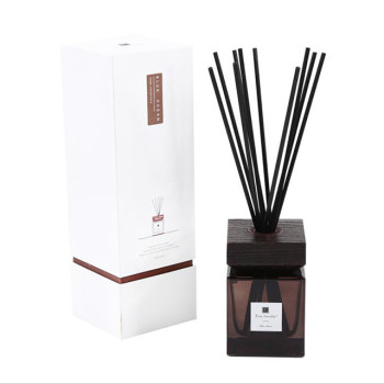Luxury square wooden bottle cap pure natural fragrance reed diffuser