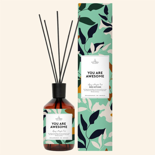 Interesting pattern packaging box environmental protection retro glass bottle reed diffuser with natural essential oil