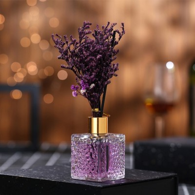 Wholesale home decoration fragrance eternal lavender large glass bottle reed diffuser With rattan sticks