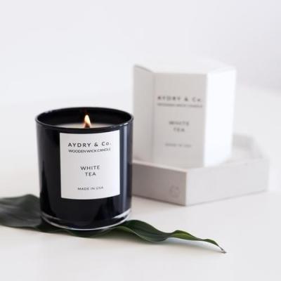 Scented soy wax candle glass jar with wood lid