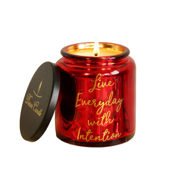 Luxury wedding red scented candle glass jar candle holder