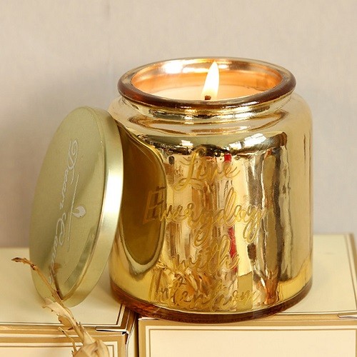 Luxury wedding red scented candle glass jar candle holder