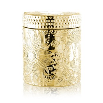 Selling carved decorative colored gold candle jar with lid with Tealight candle wholesale