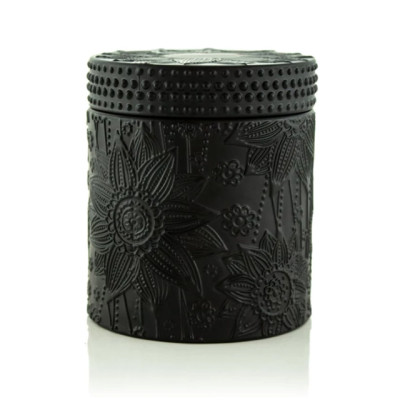 Selling carved decorative transprant candle jar with lid with Tealight candle wholesale