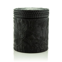 Selling carved decorative colored green candle jar with lid with Tealight candle wholesale