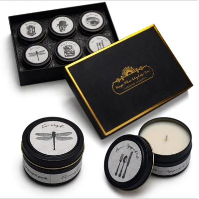 Nordic fashion black scented candle tin with high-grade wedding gift luxury gift candle set