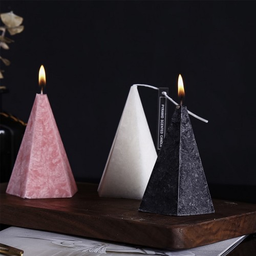 Hot selling geometric cone-scented soy wax candles with luxury candle packaging box