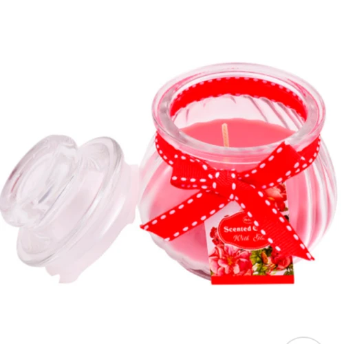 Custom wedding party pumpkin shaped crystal glass candle with lid