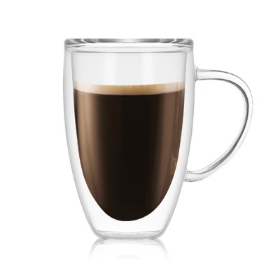 Hot Sale Double Wall Glass Coffee Cup with Handle