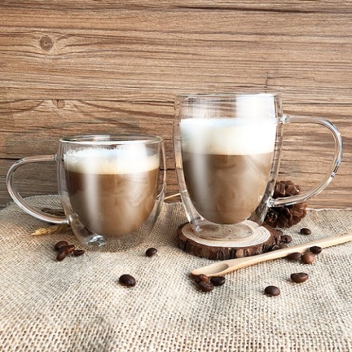 Hot Sale Double Wall Glass Coffee Cup with Handle