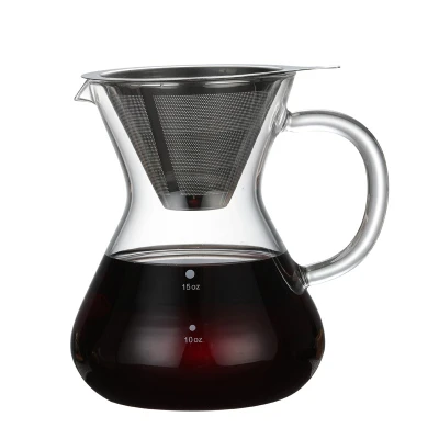 700ml Handmade Borosilicate Glass Pour Over Coffee Maker With 304 Stainless Steel Coffee Filter