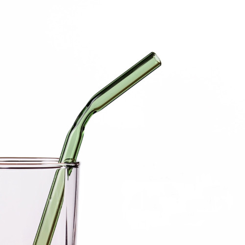 Handmade Pyrex Borosilicate Colored Bent Glass Drinking Straws
