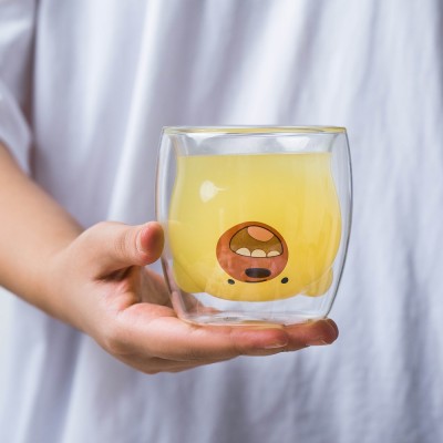 250ml Creative Animal Shaped Clear Double Wall Glass Cup Present Coffee Mug