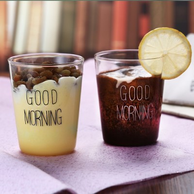 400ml Handmade Heat Resistant Borosilicate Good Morning Breakfast Glass Cup