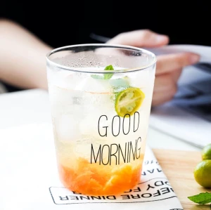 400ml Handmade Heat Resistant Borosilicate Good Morning Breakfast Glass Cup