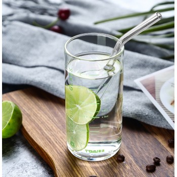 300ml Borosilicate Glass Cup Milk Drinking Glass Water Glass with Glass Straws