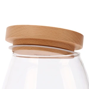 500ml 750ml 1000ml Airtight Handmade Borosilicate Glass Food Storage Jar Canister With Oak Walnut Wood Lid