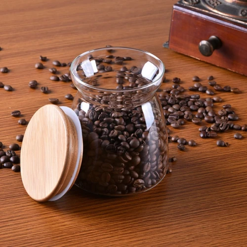 OEM / ODM Customized Hand Blown Borosilicate Glass Food Jars With Bamboo Lid 700ml 1100ml