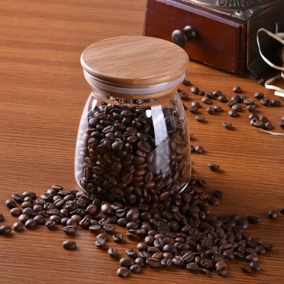 OEM / ODM Customized Hand Blown Borosilicate Glass Food Jars With Bamboo Lid 700ml 1100ml