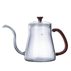 350ml 600ml Handmade Borosilicate Direct Heat Gooseneck Pour Over Glass Coffee Kettle For Brew Coffee