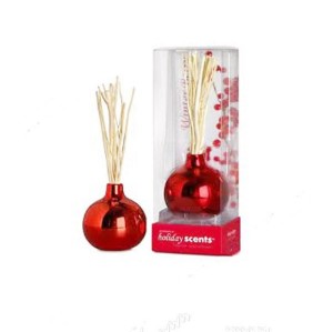 Color freshener aromatic reed diffuser in red round glass bottle