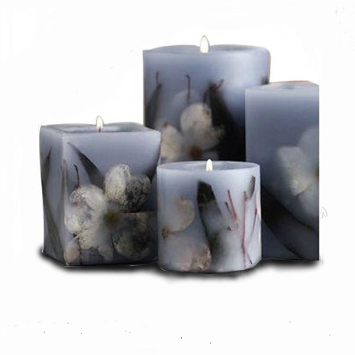Wholesale different shaped carved dried flower inside pillar candle