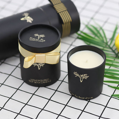 Luxury Round Gift Box Scented Soy Candle in Glass Jar