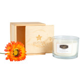 Three wicks scented soy candles with luxury natural wood box