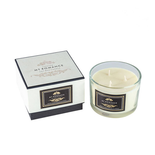 Three wicks scented soy candles with luxury natural wood box