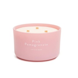 Pink three wicks scented soy candle in glass holder