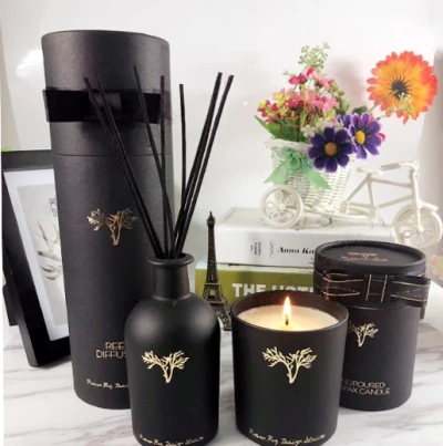Custom Luxury Round Gift Box Aromatherapy Diffuser Scented Soy Candle in Glass Jar with High Quality