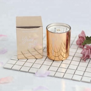 Scented soy candles in luxury rose metal glass jar