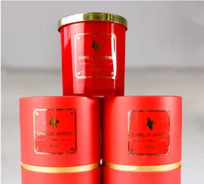 Hotsale soy scented electroplate candle with red round box Luxury candle