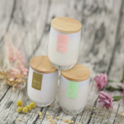 Custom Fancy Design Wooden Lid 100% Soy Wax For Glass Jar