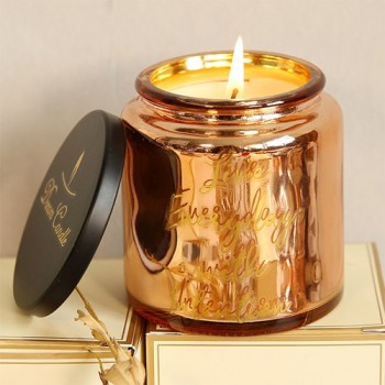 Luxury wedding craft golden scented candle glass jar candle holder