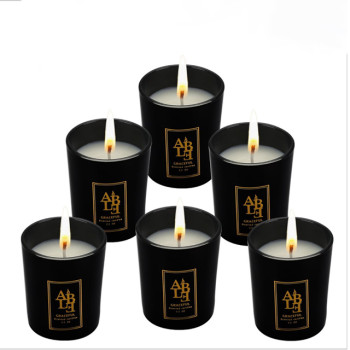 Christmas gift black glass jar scented candle  frosted glass candle jar