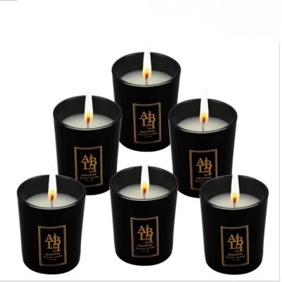 Christmas gift black glass jar scented candle  frosted glass candle jar