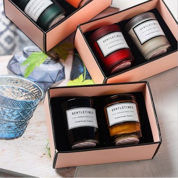 Christmas luxury packaging gift colorful scented candle jar frosted glass candle jar